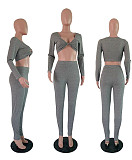 Sexy Cropped Short T-shirt Yoga Pants Two-piece Set GLS-8010