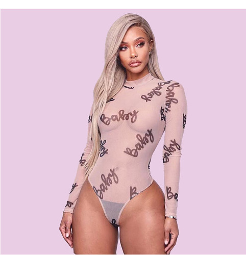 Women's Pattern-printed Gauze Perspective Onesie GLS-8001