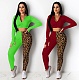 Casual Splicing Leopard Print Hooded Two-piece Set GLS-8022