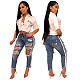 Versatile Wash Holes Elastic-Free Straight Leg Jeans HSF-2077