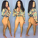 Fashion Camouflage Jacket Solid-color Leggings Two-piece Suit WA-7049-1