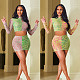 Printed Mosaic Color Long Sleeve Skirt Two-piece Set GLS-8003