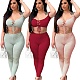 Women's Solid Color Hollowed-out Chest Skinny Pants 2 Piece Set GLS-8002