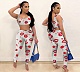 Sexy Lip Printed Tank Top Tight Pants 2 Piece Set GLS-8019