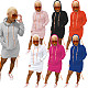 Leisure Round Collar Open Fork Tether Hoodie Dress WY-6677