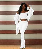 Autumn Solid Color Off-Shoulder Dew Navel Drape Two-piece Set SFY-163