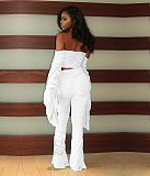 Autumn Solid Color Off-Shoulder Dew Navel Drape Two-piece Set SFY-163