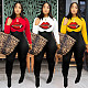 Women's Lip Print Stitching Color Medium Waist Slim Jumpsuit WA-7062