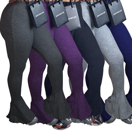 Fall Solid Color Sexy Stretch Skinny Flared Pants OSM-5013
