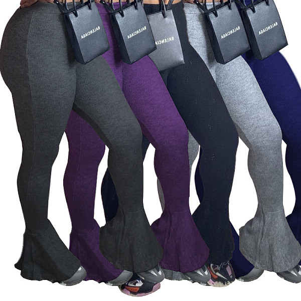 Fall Solid Color Sexy Stretch Skinny Flared Pants OSM-5013