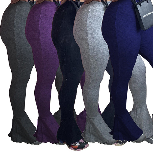 Fall Solid Color Sexy Stretch Skinny Flared Pants OSM-5013