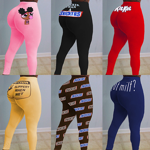 Women Sexy Graphic Print Tight Buttock Lift Yoga Pants SHD-9328