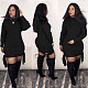 Cotton Black Side Band Round Neck Long Sleeves Dress LM-8183