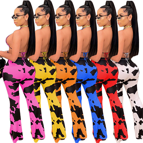 Sexy Printed Mid-waist Tight Micro Bell Bottoms CN-0056