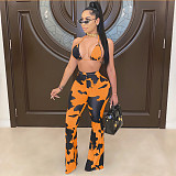 Sexy Printed Mid-waist Tight Micro Bell Bottoms CN-0056