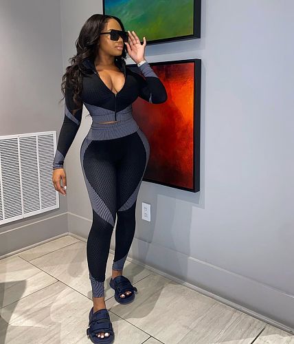 Long Sleeve Zipper Jacket Sweatpants Two-piece Set OYF-8220