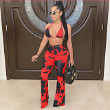 Sexy Printed Mid-waist Tight Micro Bell Bottoms CN-0056