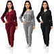 Velvet Hooded Zip-up Jacket Elastic Waist Two-piece Pants Set XMY-9204