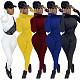 Solid-color Ribbed Long-sleeve letter Embroidered Jumpsuit TR-1067