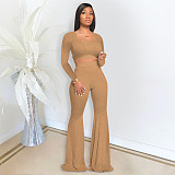 Pit Strip Solid-color Slim Flared Pants Sport Two-piece Set DD-8040