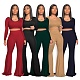 Pit Strip Solid-color Slim Flared Pants Sport Two-piece Set DD-8040