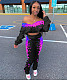Fashion Spray Printed Bat-sleeve Blouse Pencil Pants Suit GS-1866