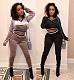 Fleece Thread Stitching V-neck T-shirt Trousers Two-piece Set LM-8186