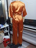 Stylish Silk Loose Fitting Blouse Wide-leg Pants Two-piece Set MK-3017