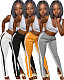 Versatile Striped Spliced Zipper Slit Pants SD-2653