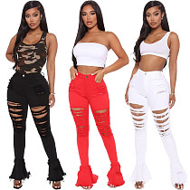 Sexy Handmade Frayed High-waisted Flounces Jeans YH-5175