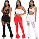 Sexy Handmade Frayed High-waisted Flounces Jeans YH-5175
