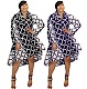 Loose-Fitting Irregular Striped Printed Lapel Shirt Dress ML-7142