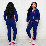 Add Fleece Long Sleeve Hoodie Coat Trousers Two-piece Set NK-8563