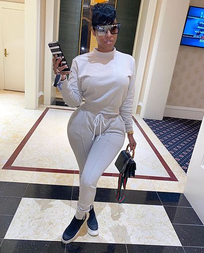 Stylish Solid-color Long Sleeve T-shirt Two-piece Sweatpants Set WA-7078