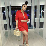 Sexy Solid Color Long Sleeve High Waist Loose Shirt Romper ABL-6609