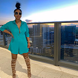 Sexy Solid Color Long Sleeve High Waist Loose Shirt Romper ABL-6609