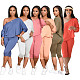 Solid Loose Knee Length Pants Jogger Tracksuit Set YIM-139