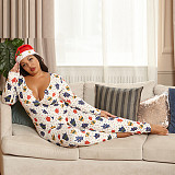 Sexy Tight Knit Print Christmas Home Wear Jumpsuit OSS-20884