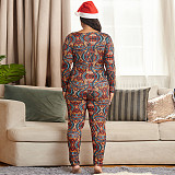 Christmas Graphic Print Slim Long Sleeve Jumpsuit OSS-20882