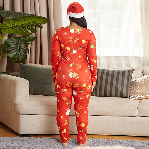 Christmas Cartoon Print Long Sleeve Breathable Jumpsuit OSS-20888