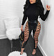 Leather Corns Bandage High Waist Sexy Nightclub Pants SH-3273