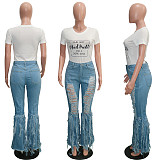 Women White Alphabet Printed Short Sleeve T-shirt SH-3839