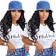 Women White Alphabet Printed Short Sleeve T-shirt SH-3839