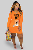 Sexy V-neck Cartoon Print Long Sleeve Dress DM-8149