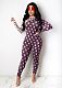 Sexy Print Mosaic Long Sleeves Skinny Nightclub Jumpsuit SHA-6181