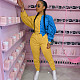 Splicing Color Band Bat Sleeve Blouse Casual Pants Suit MN-9272