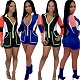 Sexy Color Spliced Long Sleeve Zipper Slim Romper FNN-8202