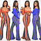 Long Sleeve Crop Top High Waisted Suspenders Flared Trouser Set GLS-8040