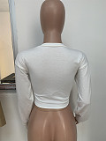 White Bandage Hollow Out Long Sleeve Crop Top LSD-9013