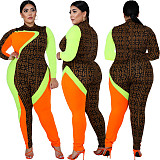 Autumn Plus-size Multicolor Printed Long Sleeve Jumpsuit JLY-19020